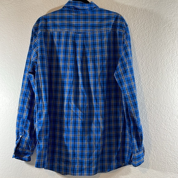 Chaps Blue Plaid Easy Care Button Front Long Sleeves Pocket Shirt Size Large NEW - Picture 4 of 10